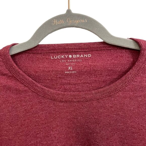 LUCKY BRAND MENS ROUNDNECK LONGSLEEVE TEE IN MAROON cotton blend SIZE XL - Picture 2 of 7